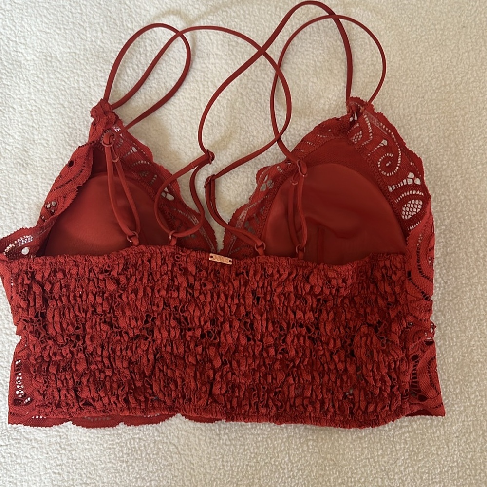 PINK Victoria Secret Burnt Orange Lace Bralette size S - Picture 2 of 4